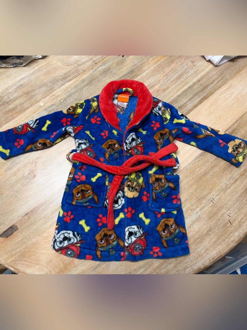 Nickelodeon Paw Patrol Blue and Red Plush Kids Robe with Character Print